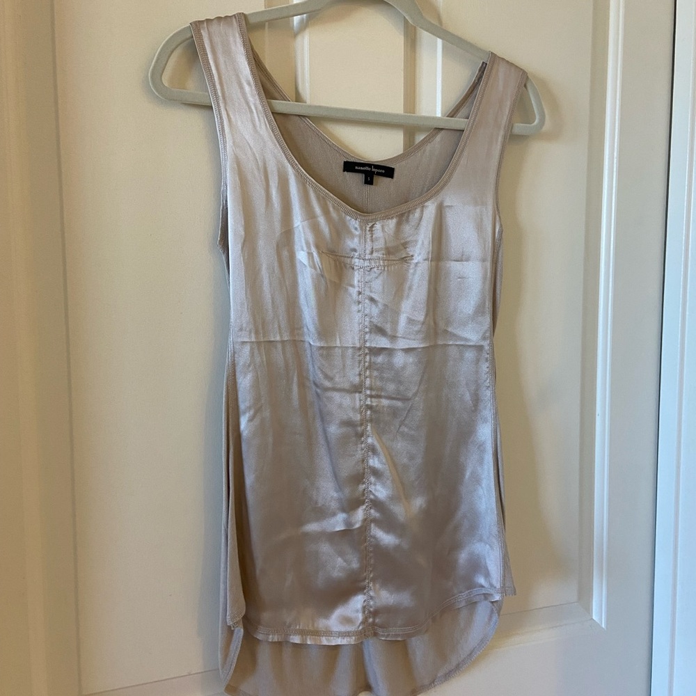 Nanette Lepore Anthropologie Satin Tank Top Size Small Tan Boho Bohemian - Picture 6 of 7